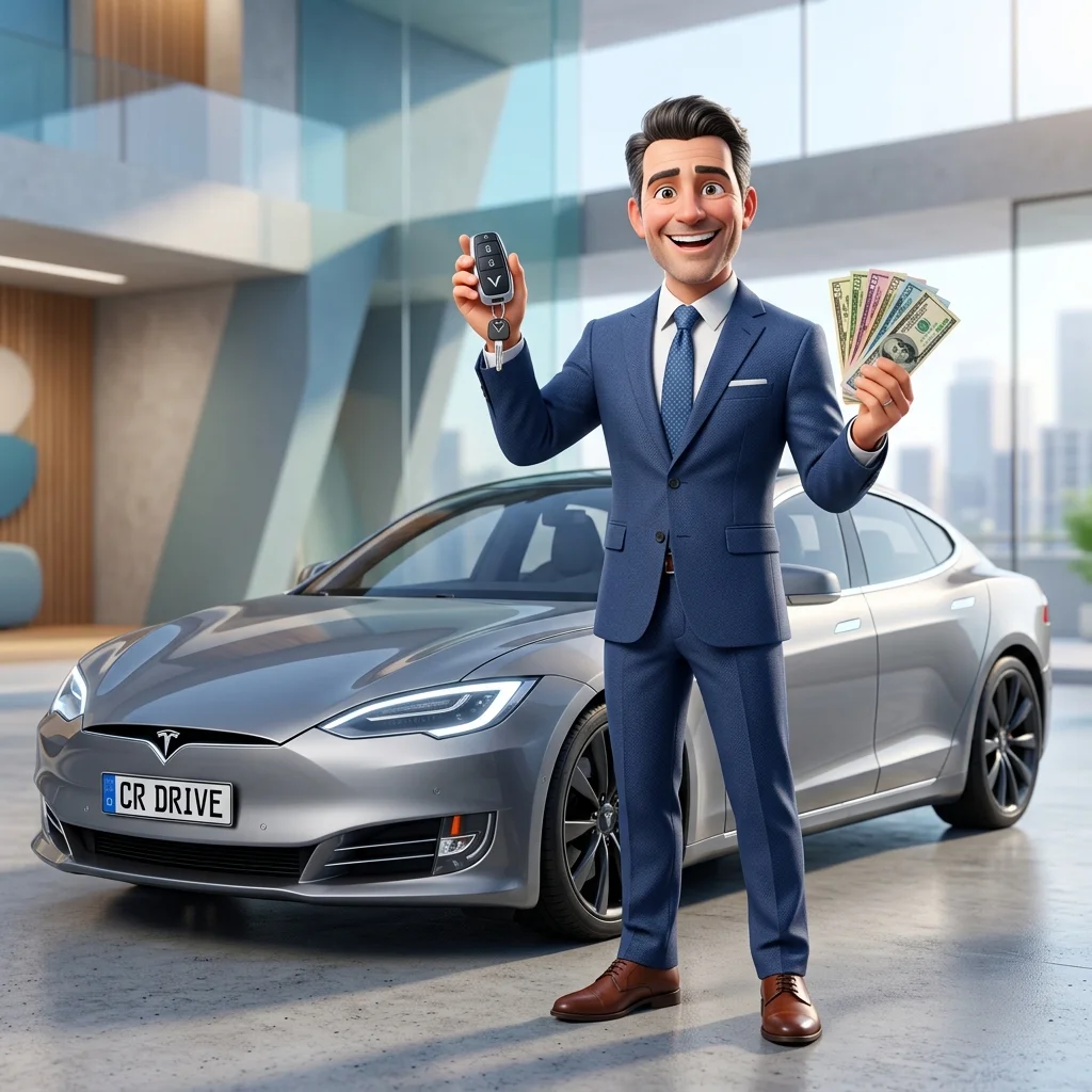 Autoankauf Hohnstein Mann mit Schlüssel und Geld 3D